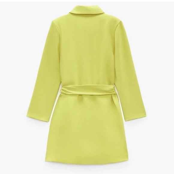 NWT ZARA XS Lime Green Pareo Mini Wrap Blazer Tie Dress SPRING Summer Vacation - Picture 5 of 16